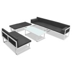 vidaXL Set mobilier grădină, 5 piese, negru, textilenă și aluminiu vidaXL Set mobilier grădină, 5 piese, negru, textilenă și aluminiu