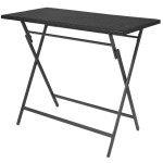 vidaXL Set mobilier exterior pliabil, 7 piese, negru oțel, poliratan