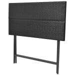 vidaXL Set mobilier exterior pliabil, 7 piese, negru oțel, poliratan