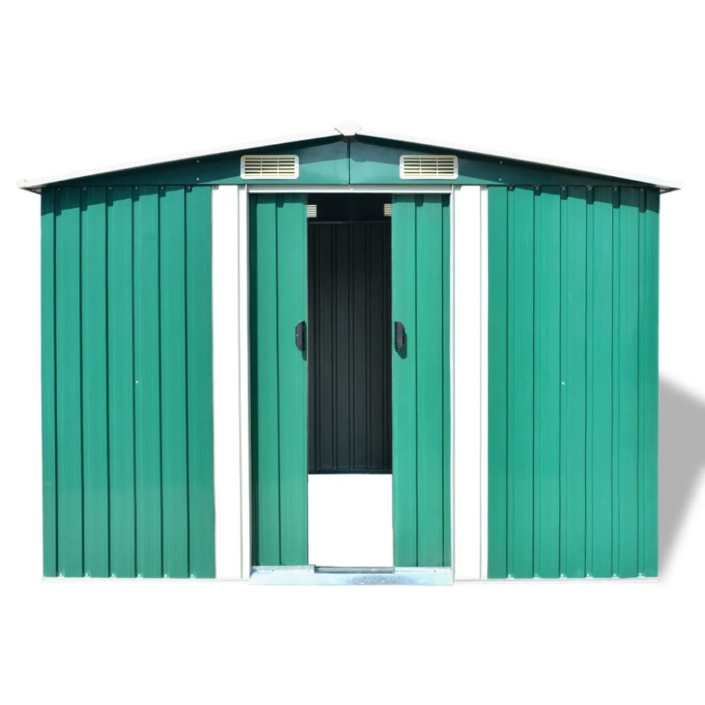 vidaXL Magazie șopron metalic de grădină, 257 x 205 x 178 cm, verde