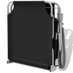 vidaXL Șezlong de plajă cu baldachin, negru, oțel