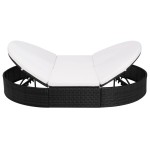 vidaXL Pat șezlong de exterior cu pernă, negru, poliratan vidaXL Pat șezlong de exterior cu pernă, negru, poliratan