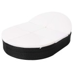 vidaXL Pat șezlong de exterior cu pernă, negru, poliratan vidaXL Pat șezlong de exterior cu pernă, negru, poliratan