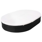 vidaXL Pat șezlong de exterior cu pernă, negru, poliratan vidaXL Pat șezlong de exterior cu pernă, negru, poliratan
