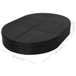 vidaXL Pat șezlong de exterior cu pernă, negru, poliratan vidaXL Pat șezlong de exterior cu pernă, negru, poliratan