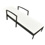 vidaXL Șezlong de plajă cu pernă, negru, poliratan vidaXL Șezlong de plajă cu pernă, negru, poliratan