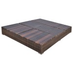 vidaXL Pat șezlong de exterior cu umbrelă, maro, poliratan