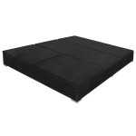 vidaXL Pat șezlong de exterior cu umbrelă, negru, poliratan