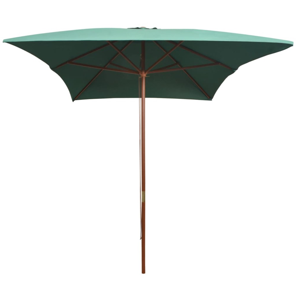 vidaXL Umbrelă de soare cu stâlp din lemn, verde, 200x300 cm