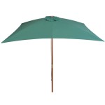 vidaXL Umbrelă de soare cu stâlp din lemn, verde, 200x300 cm