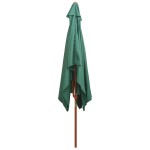 vidaXL Umbrelă de soare cu stâlp din lemn, verde, 200x300 cm