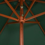 vidaXL Umbrelă de soare cu stâlp din lemn, verde, 200x300 cm