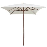 vidaXL Umbrelă de soare cu stâlp de lemn, 200 x 300 cm, alb crem vidaXL Umbrelă de soare cu stâlp de lemn, 200 x 300 cm, alb crem
