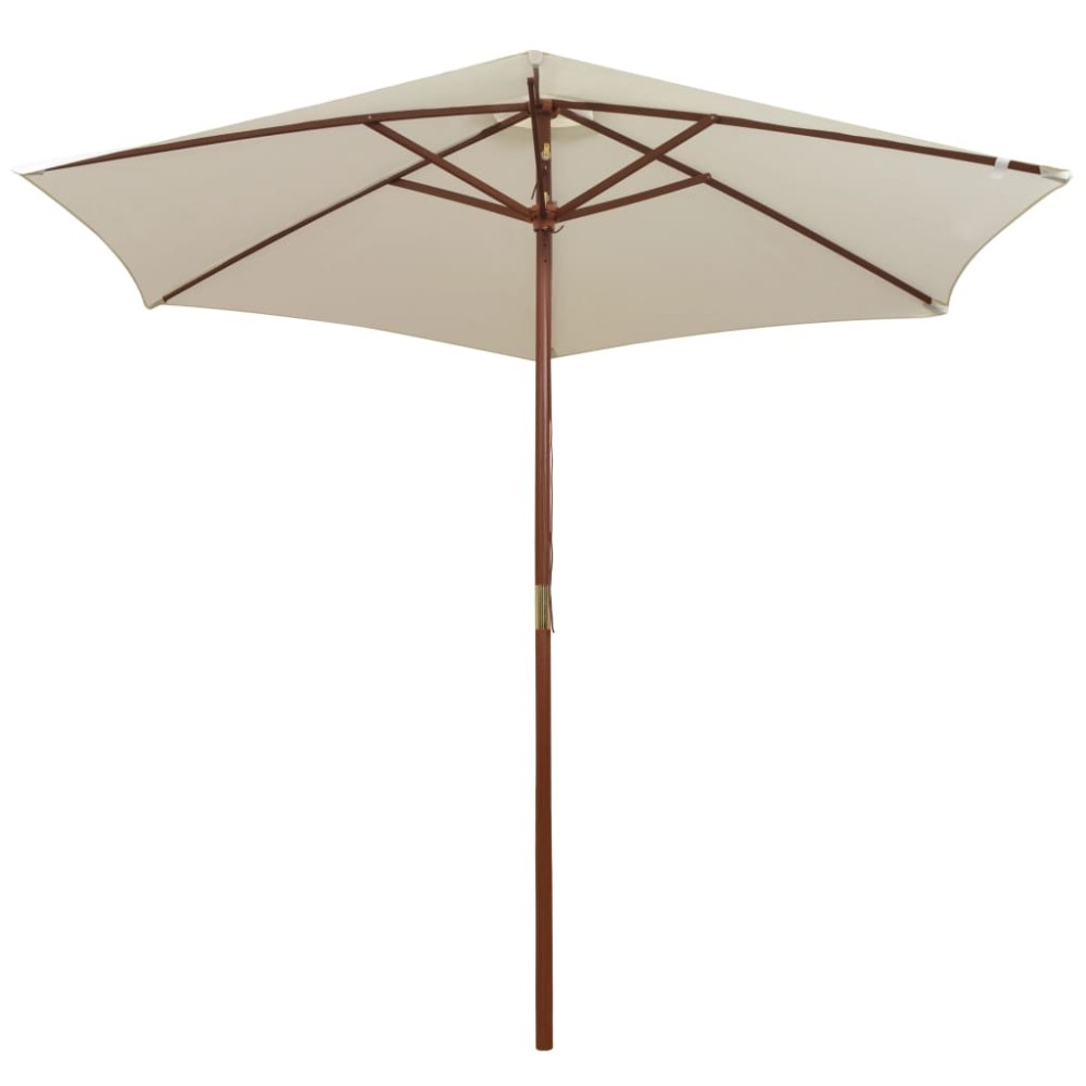 vidaXL Umbrelă de soare cu stâlp de lemn, alb crem, 270x270 cm