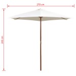 vidaXL Umbrelă de soare cu stâlp de lemn, alb crem, 270x270 cm vidaXL Umbrelă de soare cu stâlp de lemn, alb crem, 270x270 cm