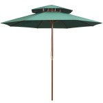 vidaXL Umbrelă de soare dublă, 270x270 cm, stâlp de lemn, verde vidaXL Umbrelă de soare dublă, 270x270 cm, stâlp de lemn, verde