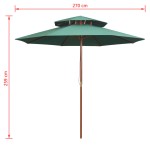 vidaXL Umbrelă de soare dublă, 270x270 cm, stâlp de lemn, verde vidaXL Umbrelă de soare dublă, 270x270 cm, stâlp de lemn, verde