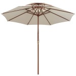 vidaXL Umbrelă de soare dublă, 270x270 cm, stâlp de lemn, alb crem vidaXL Umbrelă de soare dublă, 270x270 cm, stâlp de lemn, alb crem