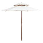 vidaXL Umbrelă de soare dublă, 270x270 cm, stâlp de lemn, alb crem vidaXL Umbrelă de soare dublă, 270x270 cm, stâlp de lemn, alb crem