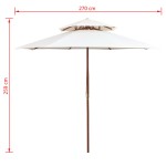 vidaXL Umbrelă de soare dublă, 270x270 cm, stâlp de lemn, alb crem vidaXL Umbrelă de soare dublă, 270x270 cm, stâlp de lemn, alb crem