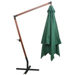 vidaXL Umbrelă de soare suspendată, stâlp de lemn, 300x300 cm, verde
