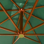 vidaXL Umbrelă de soare suspendată, stâlp de lemn, 300x300 cm, verde