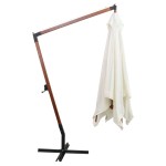 vidaXL Umbrelă de soare suspendată cu stâlp de lemn, 300x300 cm, alb vidaXL Umbrelă de soare suspendată cu stâlp de lemn, 300x300 cm, alb