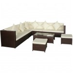 vidaXL Set mobilier de grădină cu perne, 8 piese, maro, poliratan vidaXL Set mobilier de grădină cu perne, 8 piese, maro, poliratan