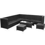 vidaXL Set mobilier de grădină cu perne, 8 piese, negru, poliratan vidaXL Set mobilier de grădină cu perne, 8 piese, negru, poliratan