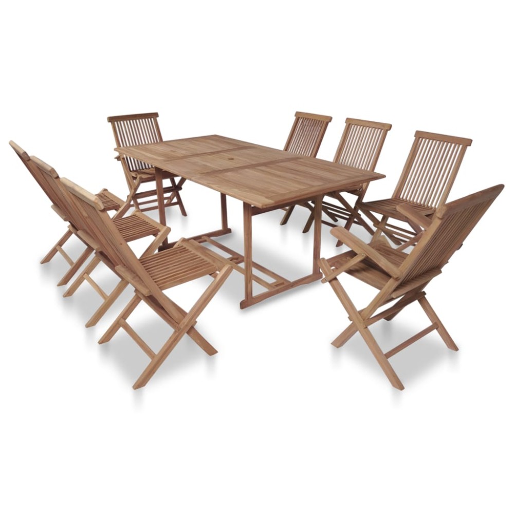 vidaXL Set mobilier exterior cu scaune pliabile, 9 piese, lemn de tec