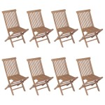 vidaXL Set mobilier exterior cu scaune pliabile, 9 piese, lemn de tec