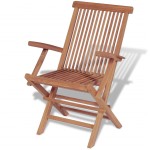 vidaXL Set mobilier exterior cu scaune pliabile, 11 piese, lemn de tec