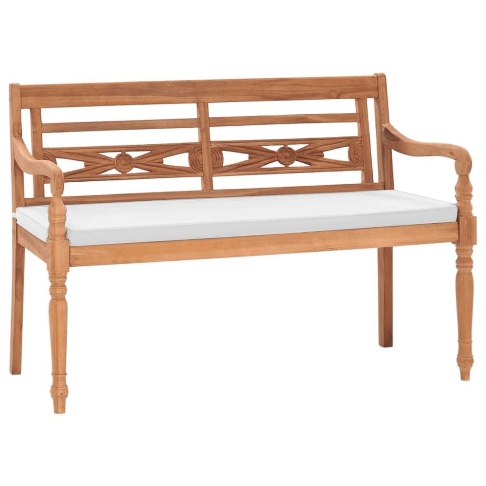 vidaXL Bancă Batavia cu perne, 120 cm, lemn de tec