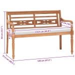 vidaXL Bancă Batavia cu perne, 120 cm, lemn de tec vidaXL Bancă Batavia cu perne, 120 cm, lemn de tec