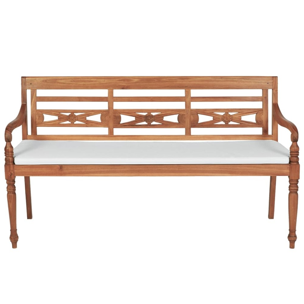 vidaXL Bancă Batavia cu perne, 150 cm, lemn de tec