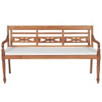 vidaXL Bancă Batavia cu perne, 150 cm, lemn de tec vidaXL Bancă Batavia cu perne, 150 cm, lemn de tec