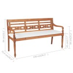 vidaXL Bancă Batavia cu perne, 150 cm, lemn de tec vidaXL Bancă Batavia cu perne, 150 cm, lemn de tec