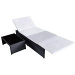 vidaXL Scaune de grădină rabatabile, 2 buc., cu masă, negru, poliratan