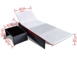 vidaXL Scaune de grădină rabatabile, 2 buc., cu masă, negru, poliratan