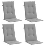 vidaXL Perne scaun cu spătar înalt, 4 buc., gri, 120x50x3 cm, textil
