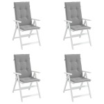 vidaXL Perne scaun cu spătar înalt, 4 buc., gri, 120x50x3 cm, textil