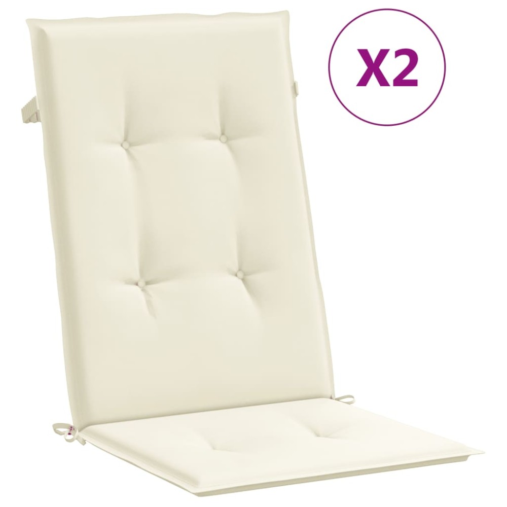 vidaXL Perne scaun cu spătar înalt, 2 buc., crem, 120x50x3 cm, textil
