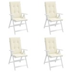 vidaXL Perne scaun cu spătar înalt, 4 buc., crem, 120x50x3 cm, textil vidaXL Perne scaun cu spătar înalt, 4 buc., crem, 120x50x3 cm, textil