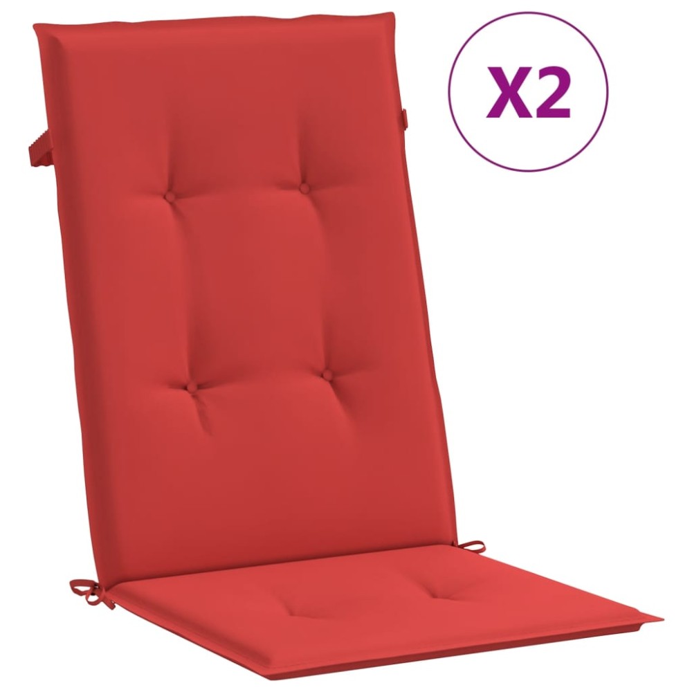 vidaXL Perne scaun cu spătar înalt, 2 buc., roșu, 120x50x3 cm, textil