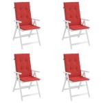 vidaXL Perne scaun cu spătar înalt, 4 buc., roșu, 120x50x3 cm, textil vidaXL Perne scaun cu spătar înalt, 4 buc., roșu, 120x50x3 cm, textil
