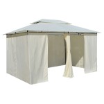 vidaXL Cort de grădină cu perdele 4 x 3 m, alb