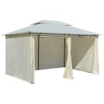 vidaXL Cort de grădină cu perdele 4 x 3 m, alb