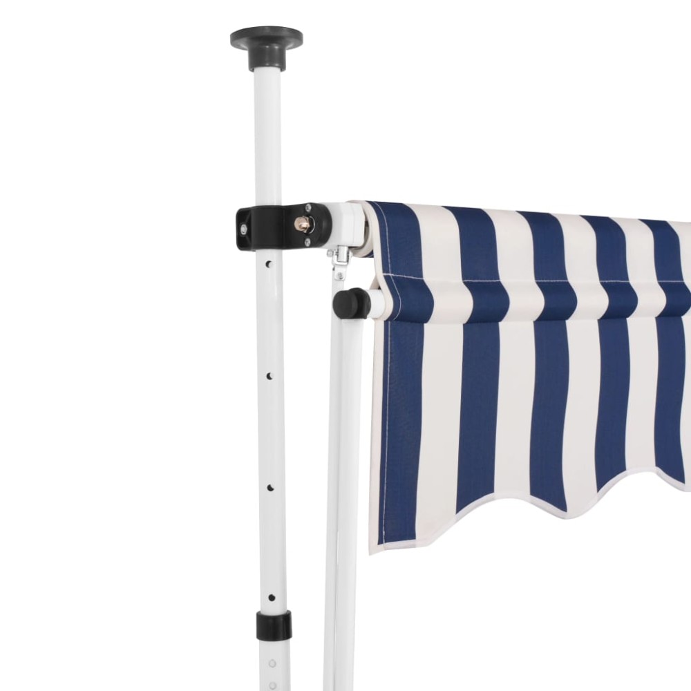 vidaXL Copertină retractabilă manual, dungi albastru și alb, 250 cm
