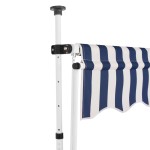vidaXL Copertină retractabilă manual, dungi albastru și alb, 250 cm