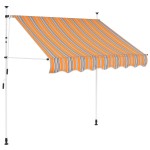 vidaXL Copertină retractabilă manual, dungi galben și albastru, 200 cm vidaXL Copertină retractabilă manual, dungi galben și albastru, 200 cm